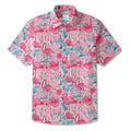 Flamingo LeosWare® Men's Hawaiian Shirt Short Sleeve Button-up 100% Cotton Aloha Coastal Whisked Powder