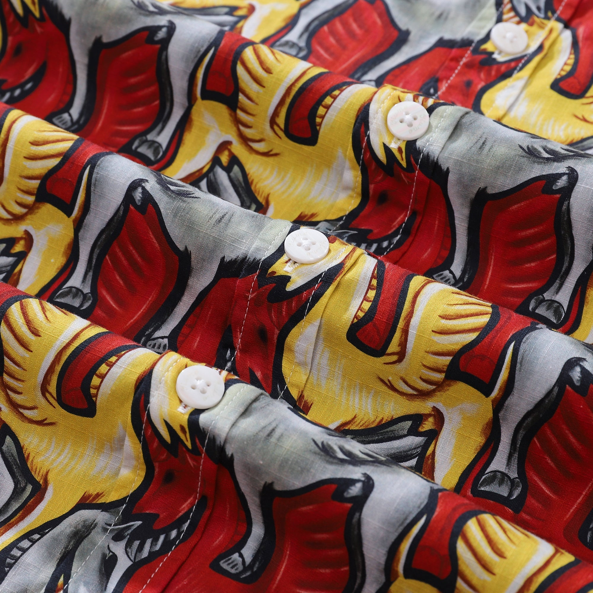 1980s Vintage Men's Hawaiian Shirt Unicorn Print Cotton Button-down Short Sleeve Aloha Shirt