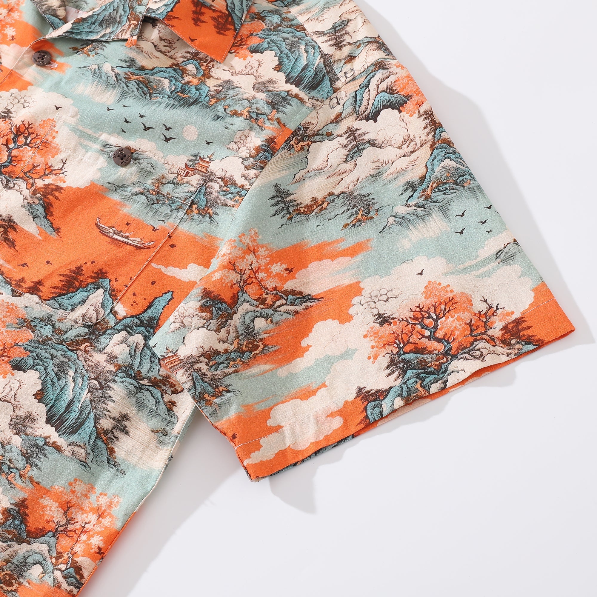 Hawaiian Shirt For Men 1950s Vintage Nature's Majesty Shirt Camp Collar 100% Cotton